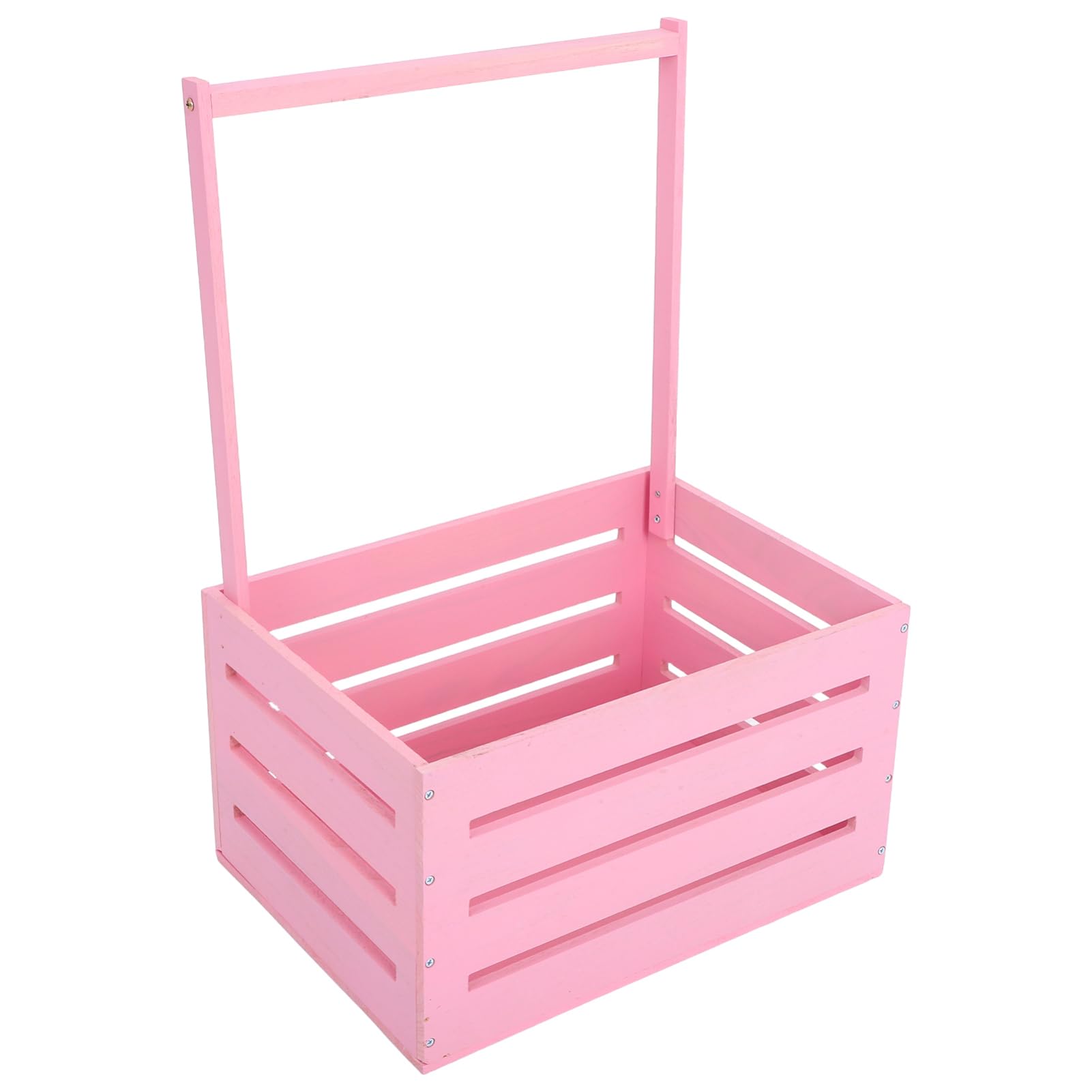 Cesta de Madera Rosa con Asa para Guardar Regalos de Baby Shower