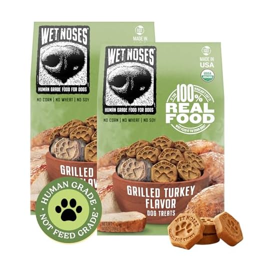 Wet Noses Organic Crunchy Dog Treats – All-Natural, Human-Grade, Non-GMO, Healthy Training & Delicious Snacks for Dogs, for All Dog Sizes & Breeds – Grilled Turkey, 14oz (2 Pack)