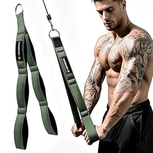 MANUEKLEAR 3 Grip Lengths in 1 Tricep Rope Cable Attachment with Ergonomic Handles, Greater ROM for Tricep Push Down Attachment Professional Gym Rope for Overhead Extension