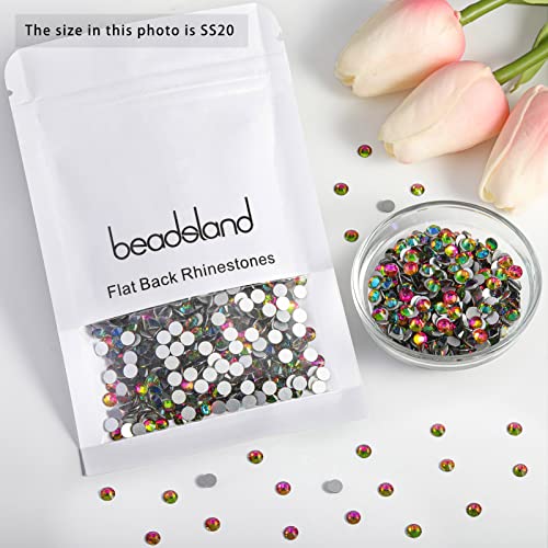 Image of Beadsland 2880pcs Flat Back Crystal Rhinestones Round Gems for Nail Art and Craft Glue Fix, Rainbow, SS20,4.6-4.8mm