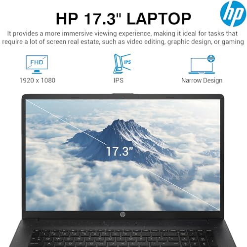 Image of HP 17 Inch Laptop Computer, 17.3 inch FHD IPS Laptop PC, Intel 10-Core i5, 64GB RAM, 2TB SSD, Windows 11, Wi-Fi 5, 10-Key Number Pad, Webcam, USB-C, Long Battery Life
