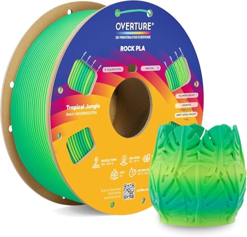 Filament OVERTURE PLA Zielony Tęczowy Teksturowany (GREEN RAINBOW TEXTURED)