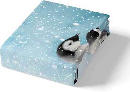Miniatura 4 de Feelyou Juego de sábanas de pingüinos con diseño de pingüinos, divertido juego de sábanas con estampado de animales para niños y adultos, juego de