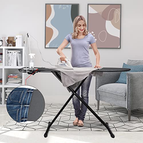 Duwee Deluxe Ironing Board with Sleeve Board, Extra Wide Ironing Boards for Steam Iron, Adjustable Height Iron Board with Heavy Duty Legs, 46 x 122 cm, Black - Image 7