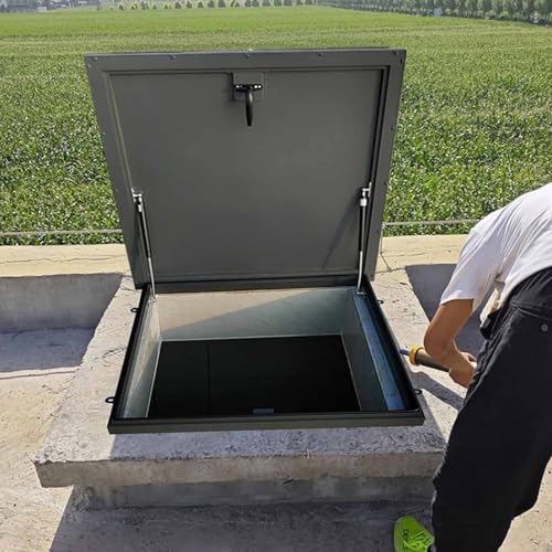 Escotilla de acceso de techo de acero galvanizado con recubrimiento en polvo con puntal de choque de gas y mango para una fácil instalación en cubierta, ático, sótano y acceso al sótano