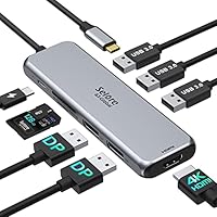 USB C Dual Displayport Docking Station,9 in 1 Laptop Docking Station Triplr Display mit 2 DP, HDMI, 3*USB 3.0,100W PD,SD & TF Slot,USB C Multiport Adapter Hub für Dell HP Thunderbolt Laptops