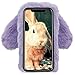Aearl Compatible with Samsung Galaxy Note 9 Rabbit Fur Ball Case,Luxury Cute 3D Homemade Diamond Winter Soft Furry Fluffy Fuzzy Bunny Ear Plush Back Phone Case Cover for Girls Women-Purple