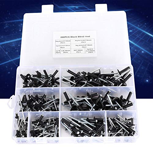 Juego DE Remaches Ciegos Remaches DE Aluminio Ciegos Oxidados Negros, Sin Rebabas Decoracia Pop Fundición DE Una PiLAZA para Capa DE Metal HOGAR