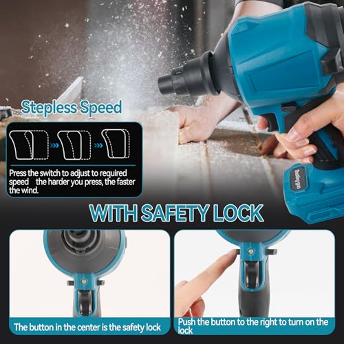 luolety Draadloze Stofblazer voor Makita 18V 21V batterij, 1000W Handheld Traploze Snelheid Motor Perslucht Duster met LED Licht & 8 Nozzles, 40000 RPM voor Garages Workshop Zaagmolen Kamer Thuis - Afbeelding 5