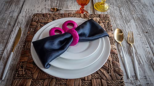 Napkin Rings Rustic Hand Woven Set Of Colorful Ring Holder Coastal Tropical Beachy Napping Rings For Thanksgiving Xmas Wedding Everyday Dinning Table Parties (6X, Fucsia) #TOP1
