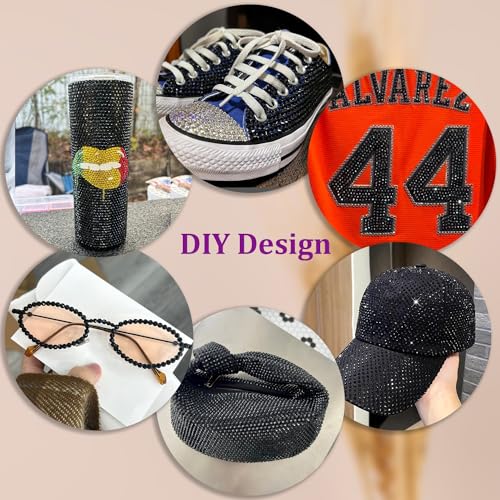 Image of Resin Jelly Rhinestones for Crafting with B7000 Jewelry Glue, 1 Box Black Flatback Crystal with 3Pcs 10ml Glue, Bedazzling Non Hotfix Gems for DIY Tumblers Clothing Shoes Manicure