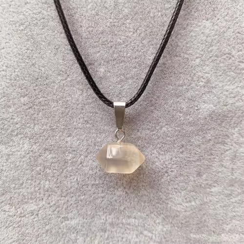 Image of THE MEN THING CLEAR QUARTZ - Natural Crystal Pendant with 19inch Leather Rope Chain for Men & Boys