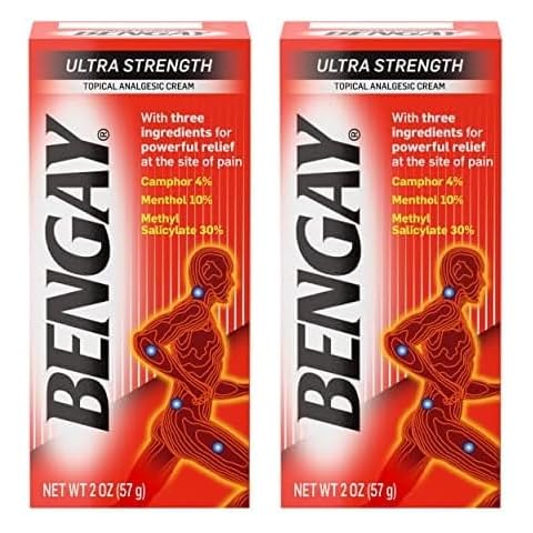 Bengay Ultra Strength Topical Pain Relief Cream, Non-Greasy Analgesic for Minor Arthritis, Muscle, Joint, and Back Pain, Camphor, Menthol & Methyl Salicylate, 2 oz Packaging May Vary (Pack of 2) Cover