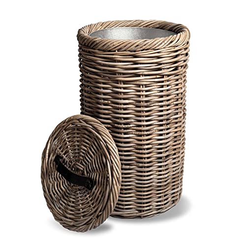 Cesto de basura alto de mimbre con forro metálico, 15.5 in diámetro x 25.5 in alto miniatura 2