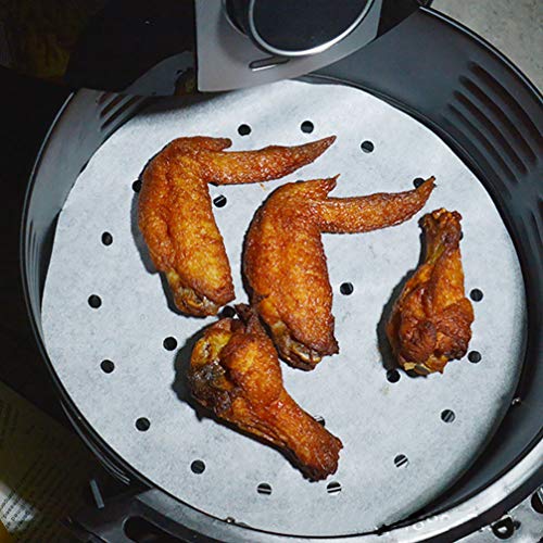 SOLUSTRE 100 peças de forros para fritadeira a ar, papéis perfurados, vaporizadores, redondo, antiad