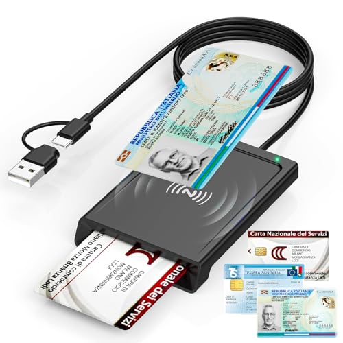 USB-A+USB-C Lettore CIE 3.0 Carta d'identità Elettronica e Tessera Sanitaria