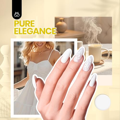 Image of Beetles White Gel Nail Kit with U V Light, 5 Pcs Gel Polish Kit with Base & Top Coat and Nail File for Beginners White DIY Salon Soak Off Manicure Home Women Gifts