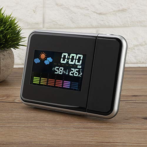 Projection Alarm Clock, Usb Digital Led Alarm Clock Weather Forecast/Calendar/Humidity 180° Rotable Projecter For Home(Black) #TOP2