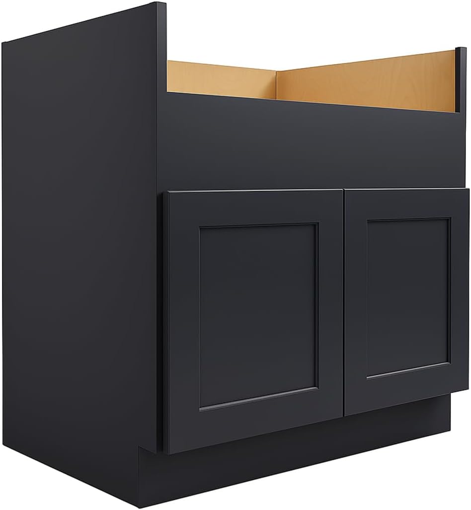 Sink Cabinet, Farmhouse Sink Base Cabinet for Apron-Front Kitcehen Sink, Space Open for Varying Apron Heights, Unassembled, RTA for Kitchen, Laundry (Shaker Graphite, 36" W X 34.5" H X 24" D)