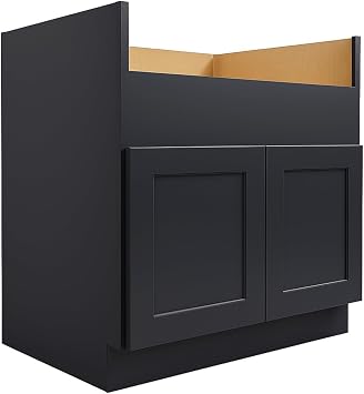 36" Farmhouse Sink Base Cabinet, RTA Apron-Front Kitchen Sink Base Cabinet with Open Front for Varying Apron Heights, Cabinet for Kitchen and Laundry Shaker Graphite, 36"W X 34.5"H X 24"D