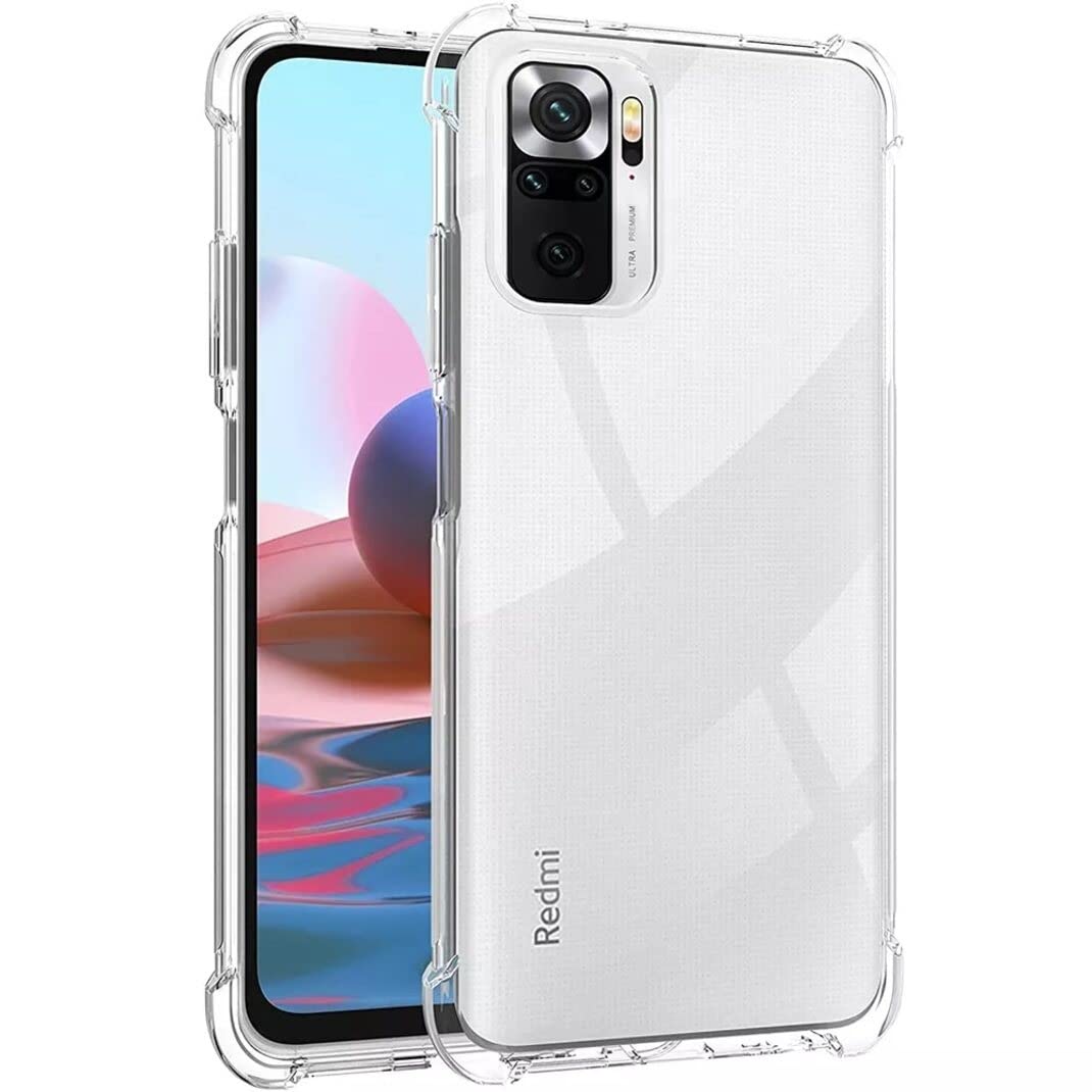 Zubitech Case Compattible for Xiaomi Redmi Note 10 4G / Redmi Note 10s Clear Transparent Case Soft Flexible Silicone Back Cover Shockproof Cover with Reinforced Bumper Corner Clear