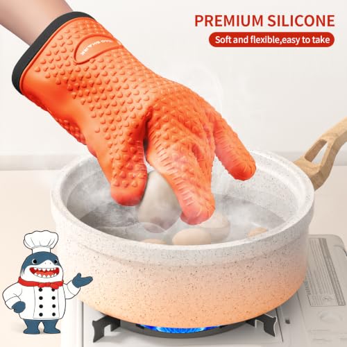 Image of MAD SHARK Silicone Oven Mitts with Fingers Heat Resistant 450F in Kitchen