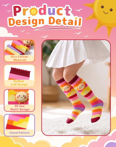 FunisFun Crazy Socks for Kids, 3D Sun Design Knee High Socks — view 3