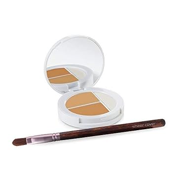 Sheer Cover Studio Conceal and Brighten Highlight Trio Two-Toned Concealers Shimmering Highlighter Medium/Tan Shade With FREE Concealer Brush 3 Grams