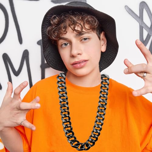 Plastic Hip Hop Chain Necklace, 80s 90s Costume Accessory, Men's Chunky Necklace, Big Chunky Gold Chain,3