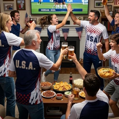 Berrycat Men's USA Fan Soccer Jersey - 2026 International Football Shirt, Host Nation Graphic Retro Streetwear Top — view 8