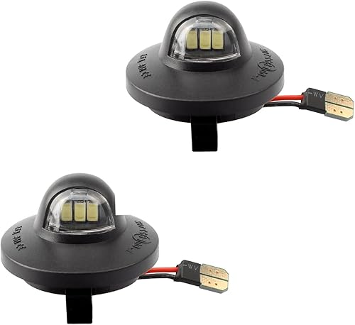 Miniatura 7 de GKmow Conjunto de 2 luces LED para matrícula compatibles con F150 F250 F350 F450 F550, parachoques trasero de repuesto blanco brillante, montaje de