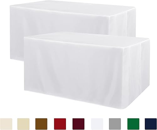 Obstal Paquete de 2 manteles para mesas rectangulares de 6 pies, resistente al agua, tela lavable, protector de mesa rectangular de poliéster para
