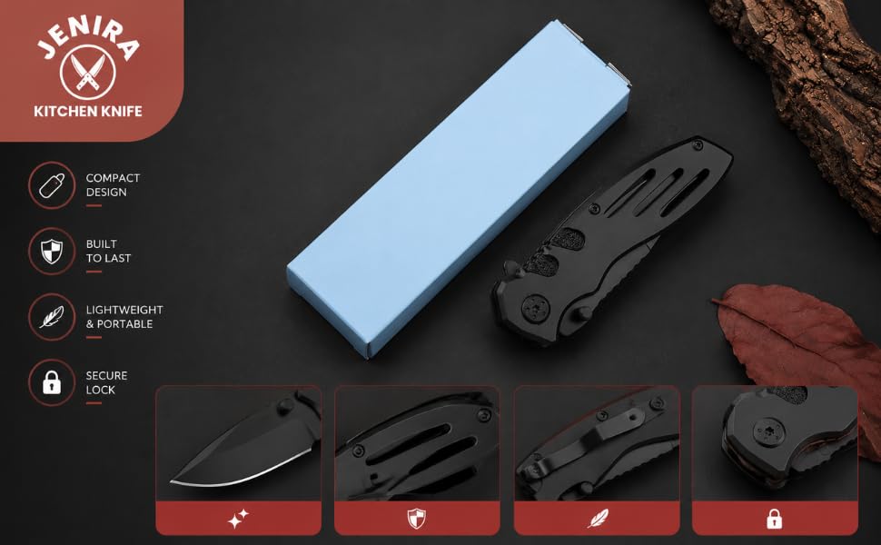 Image of JENIRA Multipurpose Carbon Steel Utility Knife, Ultra-Sharp, Compact, Portable, for Fruits, Vegetables, Meat and Package Opening, Everyday Carry Cutting Tool