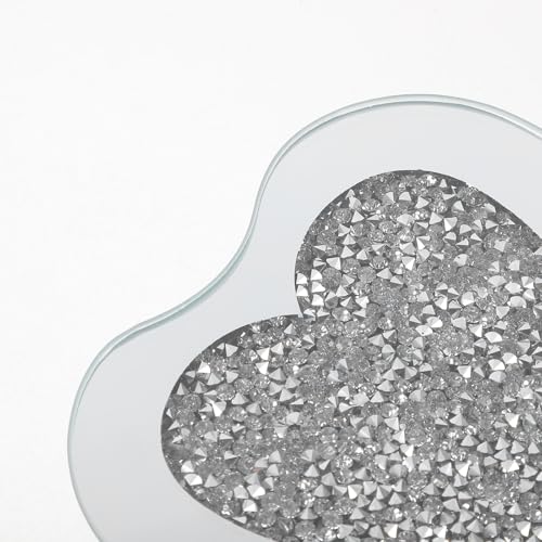 Dessous de verre en verre cœur déco table basse salon lot de 6 argenté - 4