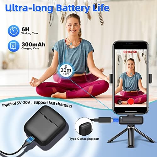 Wireless Lavalier Microphone for Type-C Android with Charging Case Mini Lapel Mic for Video Recording Plug &Play Cordless Recording Mic YouTube Facebook TikTok Live Stream Vlog NO APP Bluetooth Needed