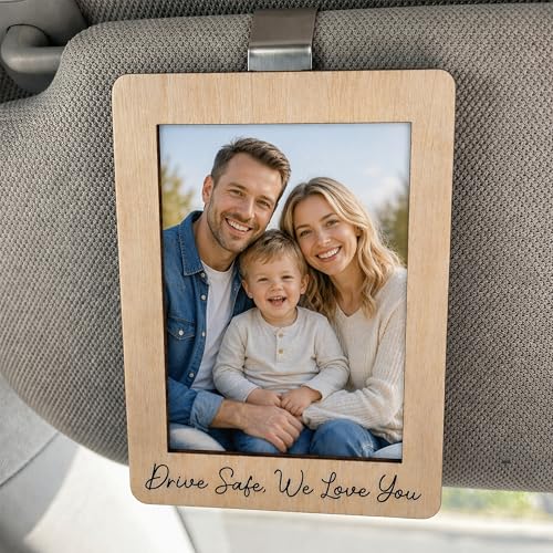 Hangwoous Car Visor Picture Frame Drive Safe I Love You Visor Clip Car Picture Holder Drive Safe Car Visor Clip Fathers Day Keepsake Car Picture Frame Cars Photo Holder
