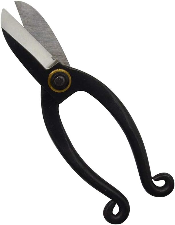 AssemHome Slim Bonsai Scissors Indoor Floral Arranging Gardening Tools Pruning Shears Springsteels Black 6.5 Inch for Hand Trimming of Flowers Plants