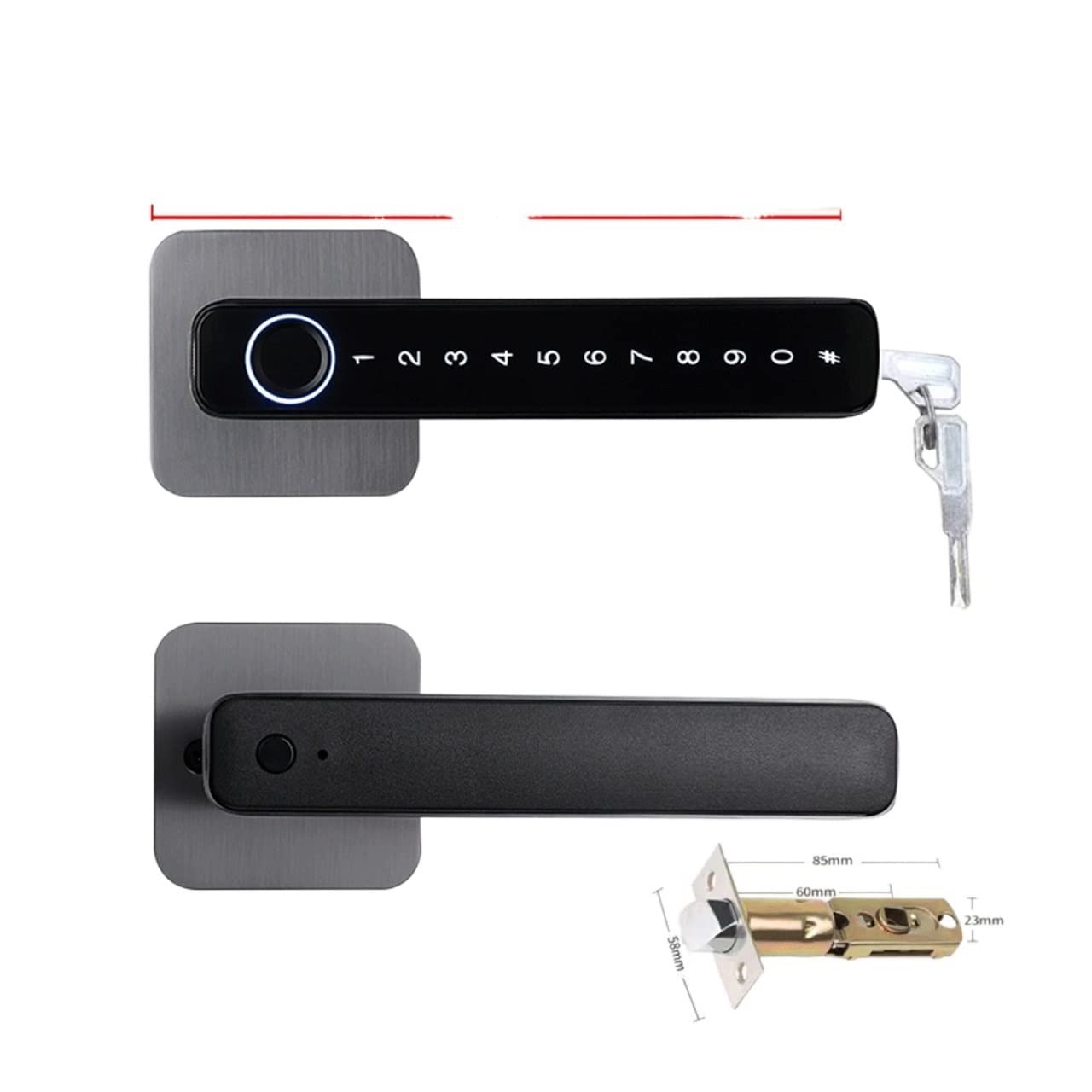 Front Door Lock Smart Door Handle Fingerprint Password Remotely Unlock Digital Lock Tuya App Keyless Entry for Doors Electronic(3300gun)