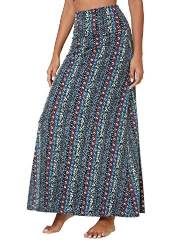 Urban CoCo Women's Stylish Spandex Comfy Fold-Over Flare Long Maxi Skirt2