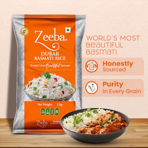 Image of Zeeba Dubar Basmati Rice 5 Kg, Smart Choice at Smart Price (Cooked length up to 16mm)* (Pack of 3)
