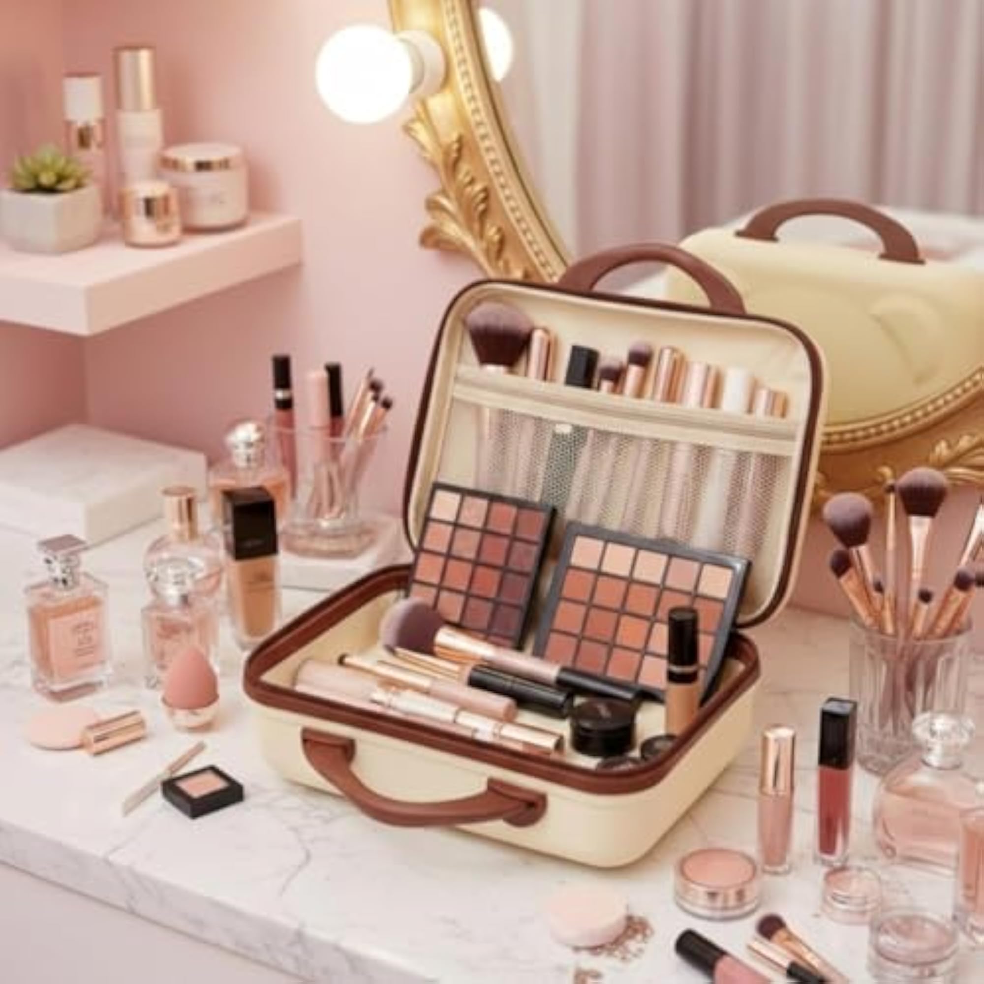Mini Hard Shell Travel Makeup Case with Divider