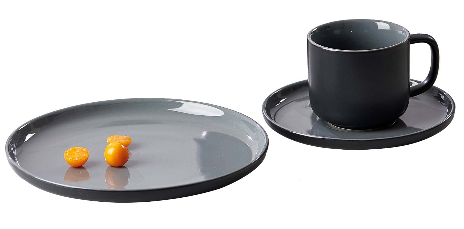 Ritzenhoff & Breker Schalen Jasper, Schwarz, 4er Set, ø 19 cm, 850 ml, Steinzeug, Schüsseln mit Soft-Touch-Haptik & farbiger Matt-Glasur