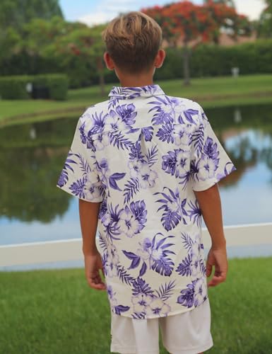 Little & Big Boy's Button Down Hawaiian Shirts Short Sleeve Cool Cartoon Print Dress Tops T-Shirt for Kids 7-14T…4