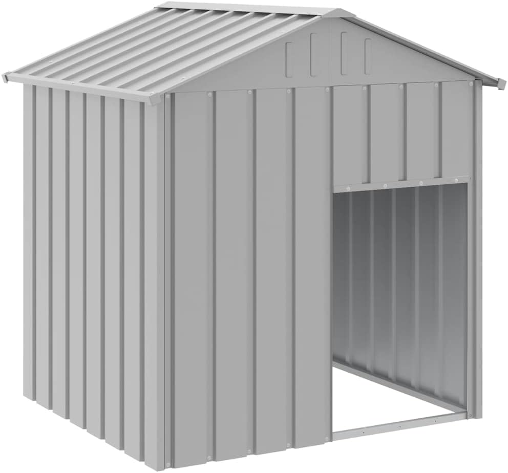 vidaXL Dog House Light Grey Galvanized Steel Medium Durable Dog House