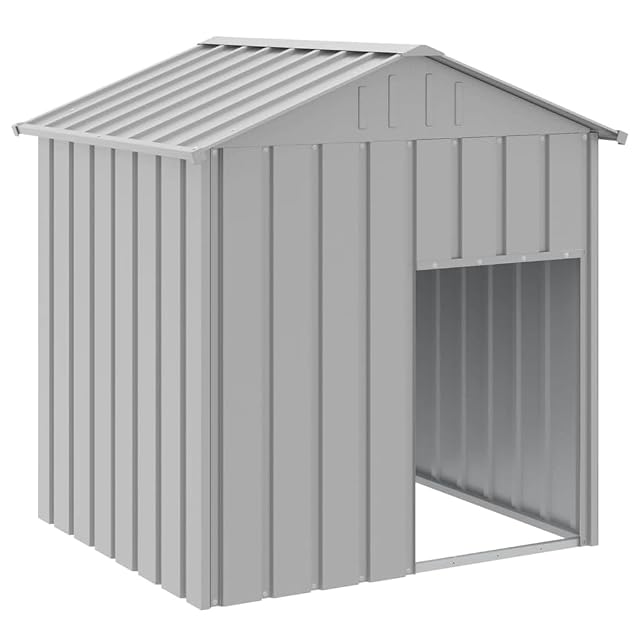 vidaXL Caseta Perros tejado Acero galvanizado Gris Claro 117x103x123cm