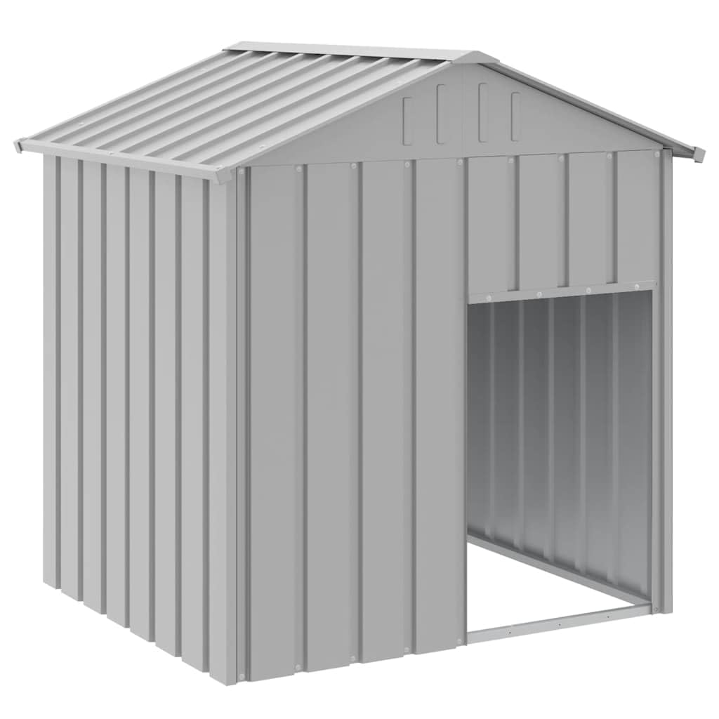 Hundehütte mit Dach Hellgrau 117x103x123 cm Verzinkter Stahl Hundehütte Outdoor, große Hütte für Hund, Winterfest, Hundehaus für drinnen und draußen