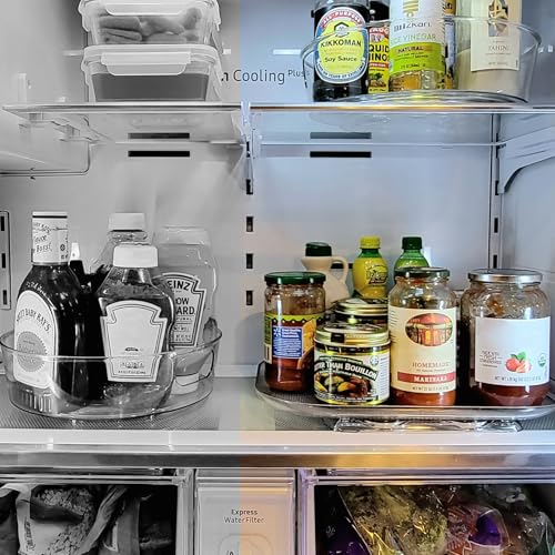 LAMU 14.56''x11'' Lazy Susan Turntable Organizer for Refrigerator, Clear Rectangle Lazy Susan, Condiment Organizer for Fridge Organizers and Storage, Cabinet, Pantry, Countertop, 1 Pack by LAMU - Image 5