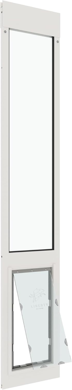 Liberty Pet Door for Sliding Glass Door | Aluminum Frame with Closing Cover | for Home & Rentals | Clear Glass | White, Large Flap, 93.5" - 95" Slider Height