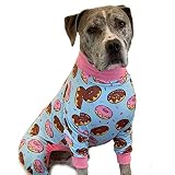 Tooth and Honey Pit Bull Pajamas/Donut Print Pajamas/Lightweight Pullover Pajamas/Full Coverage Dog