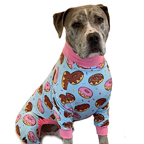 Tooth And Honey Pit Bull Pajamas/Donut Print Pajamas/Lightweight Pullover Pajamas/Full Coverage Dog Pjs (X-Large) #TOP17